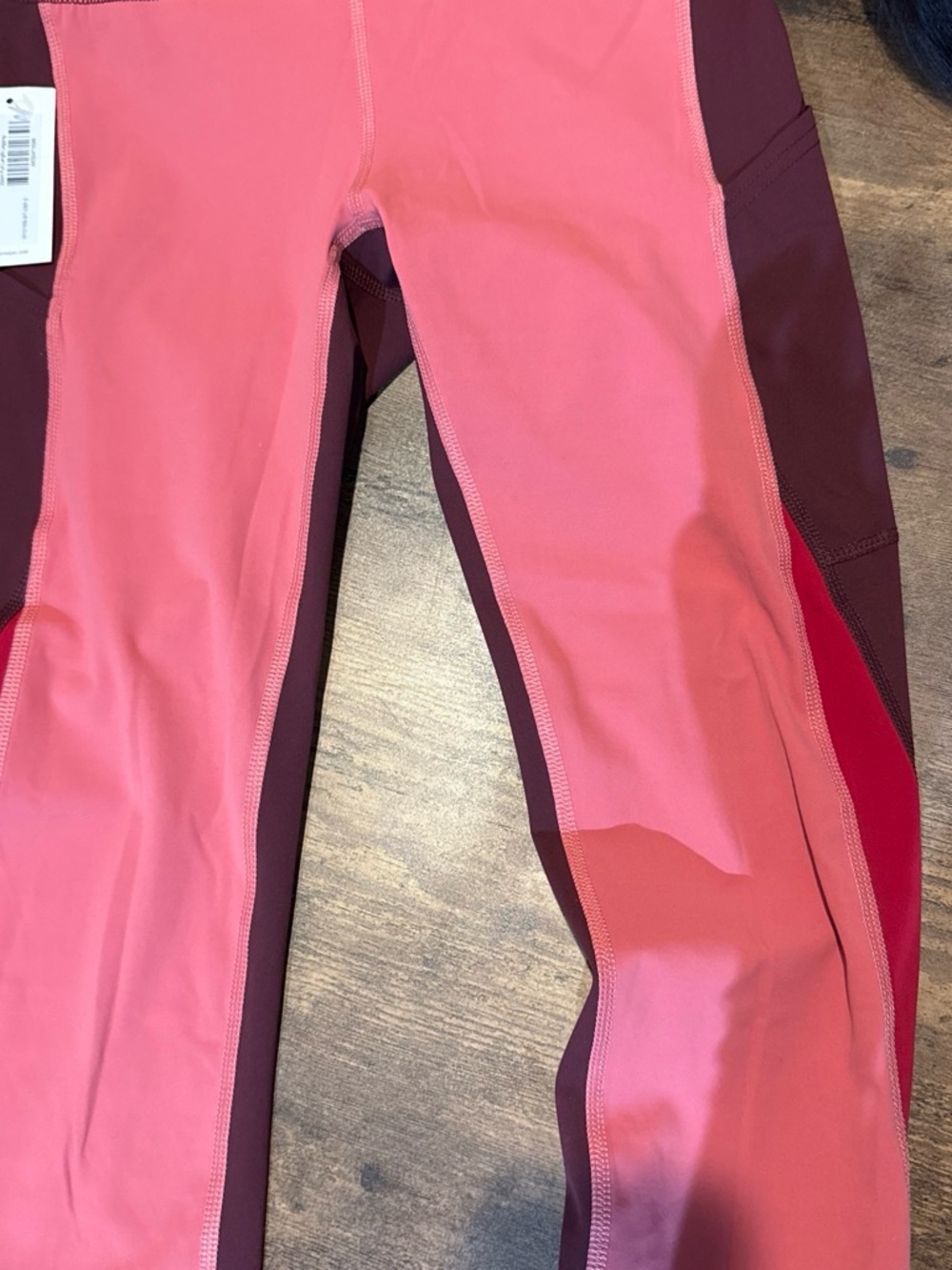 Outdoor Voices Pink and Burgundy Colorblock Girls' Leggings